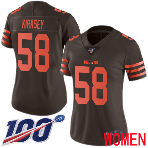 Cleveland Browns Christian Kirksey Women Brown Limited Jersey #58 NFL Football 100th Season Rush Vapor Untouchable
